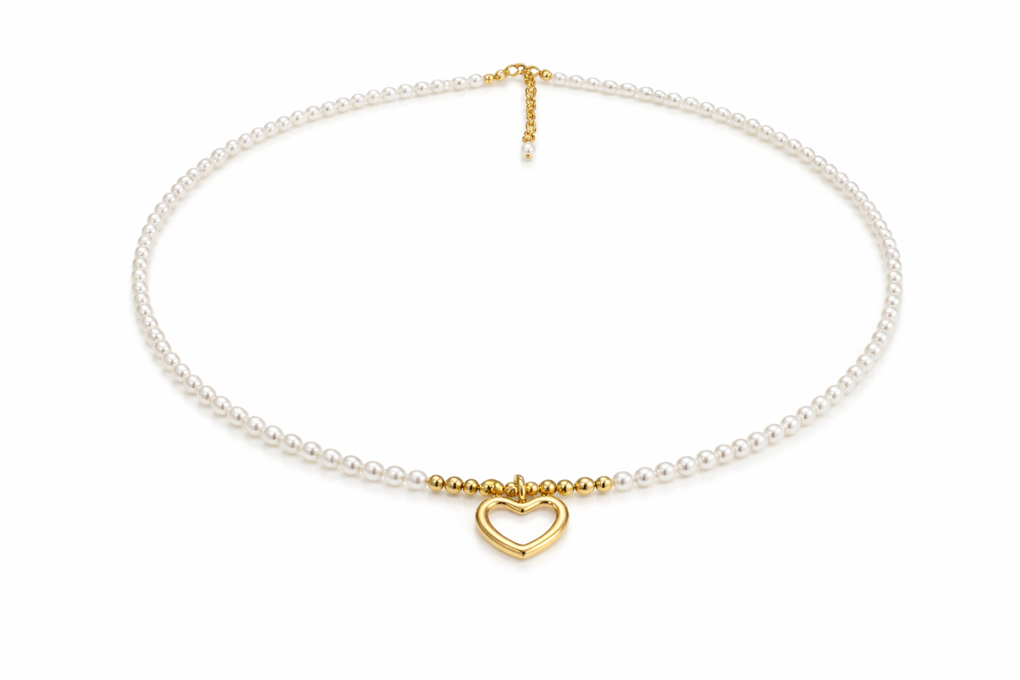 Delicate Heart Seed Pearl Necklace