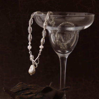 Transparent Glass Pearl Drop Necklace