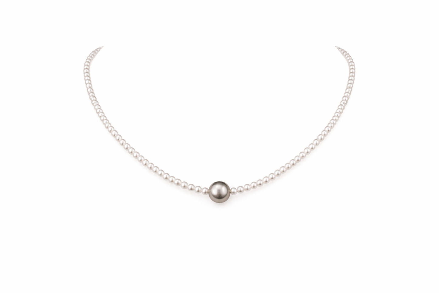 Minimal Pearl Necklace with Coffee Center Pearl