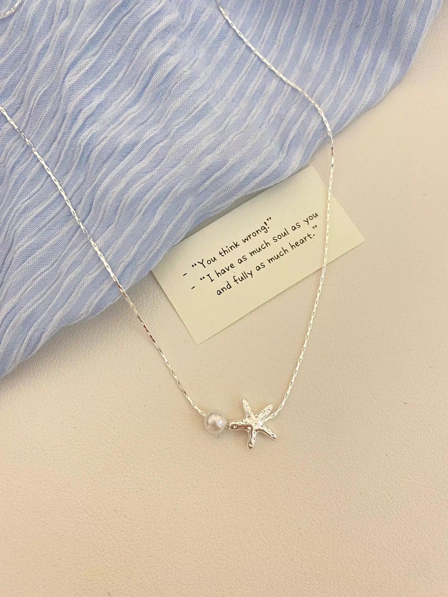 Silver Star Pearl Necklace