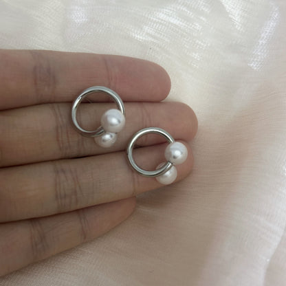 Perlenwickel-Ohrstecker aus Silber