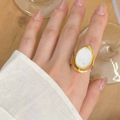 Reversible Mother-of-Pearl Adjustable Ring