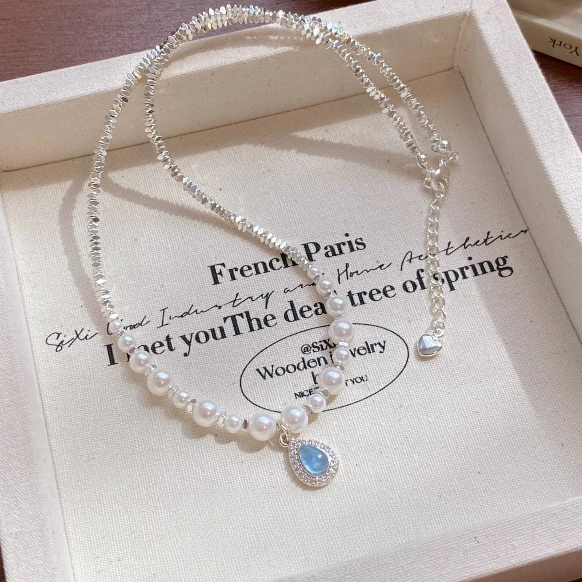 Sea Blue Pearl Pendant Necklace