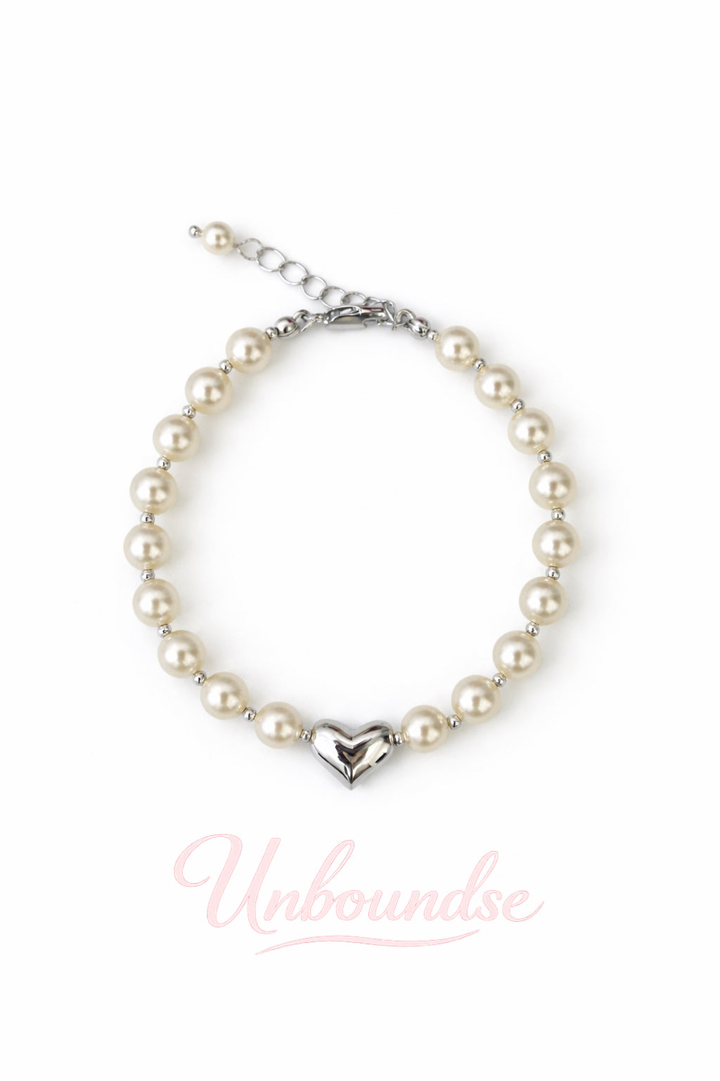 Herzförmiges Perlenarmband in 925er Silberplattierung