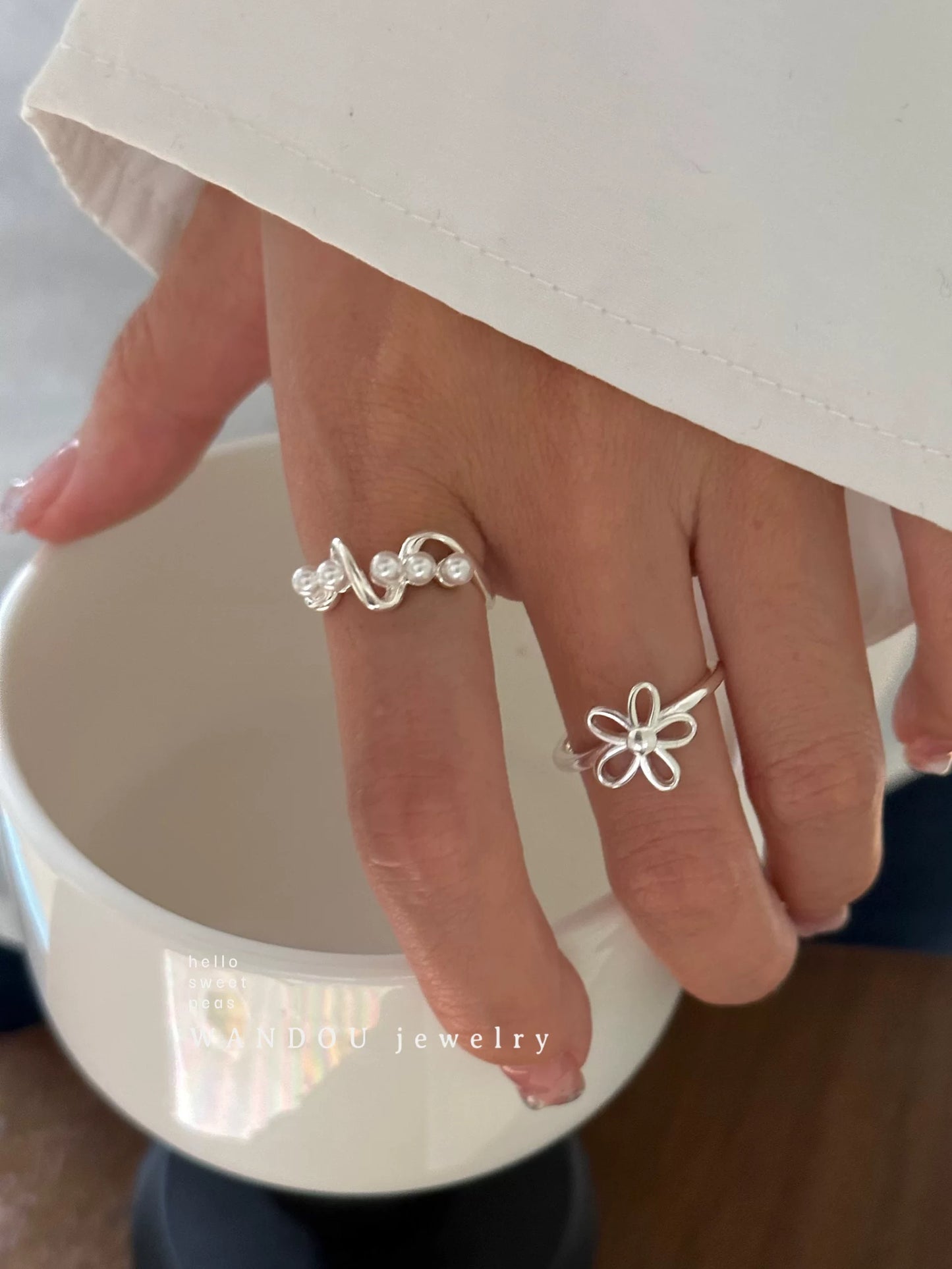 Pearl Wave Adjustable Ring