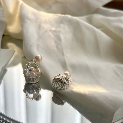 Pearl Basket Drop Earrings