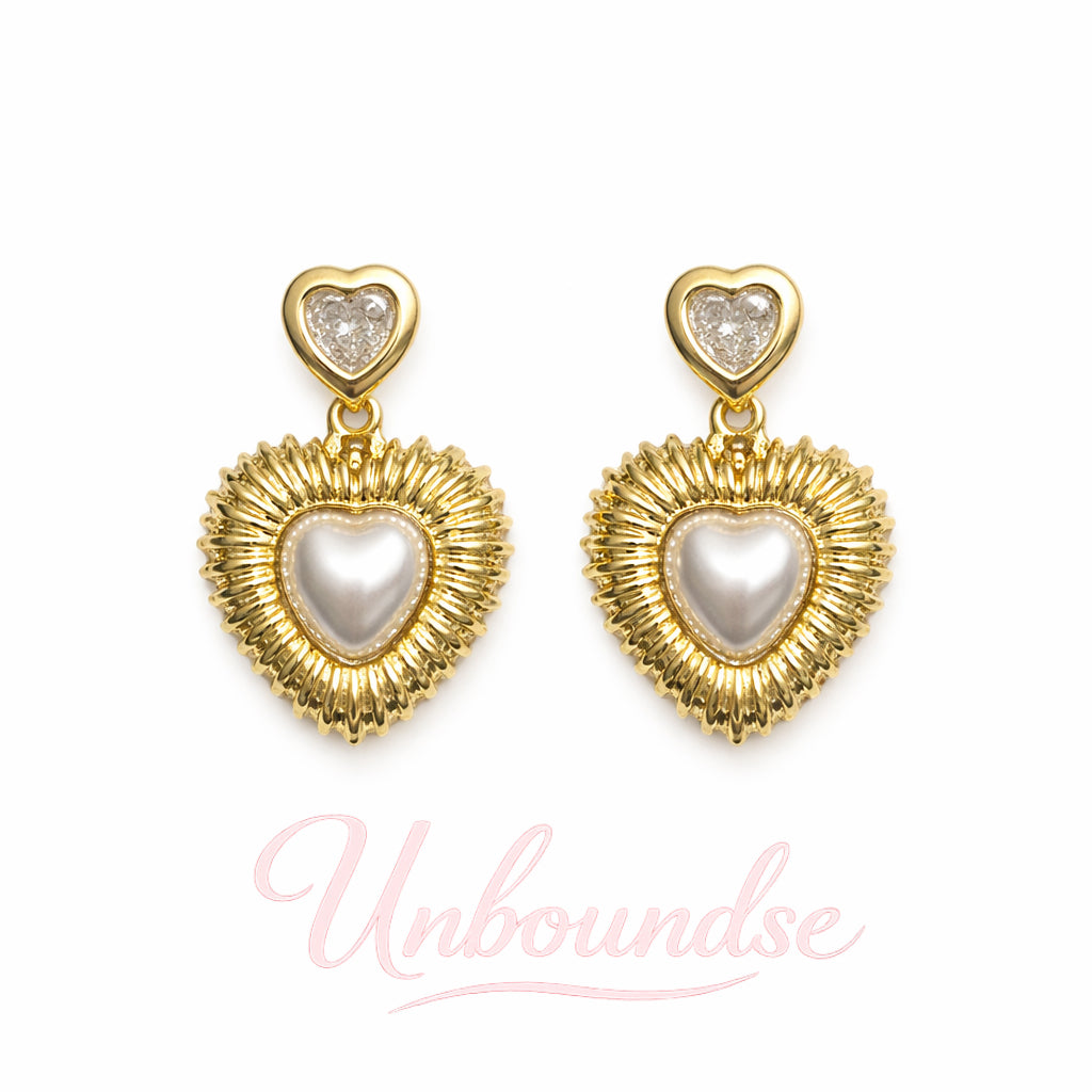 Vintage Pearl Heart Earrings