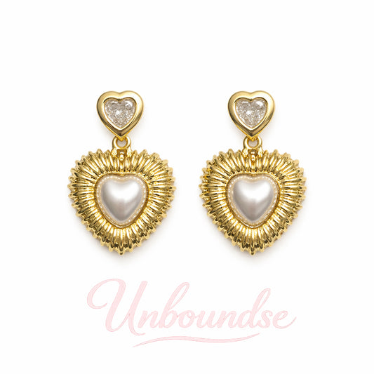 Vintage Pearl Heart Earrings