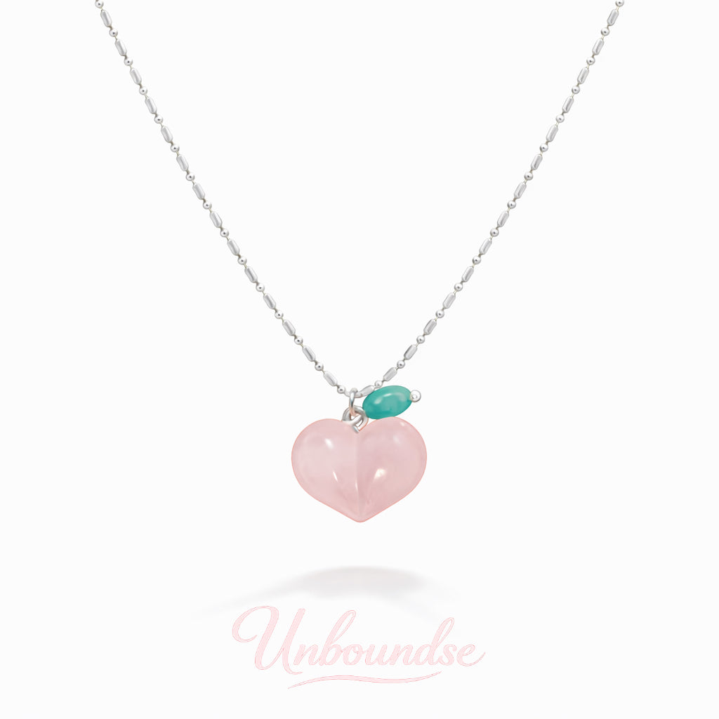Lucky Heart Rose Quartz Necklace in S925 Plated Chain