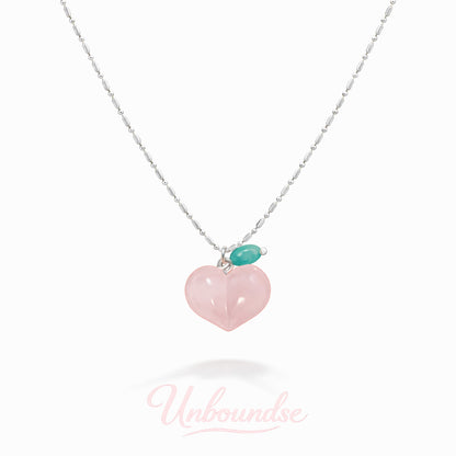 Lucky Heart Rose Quartz Necklace in S925 Plated Chain