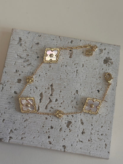 Pink Mother-of-Pearl Floral Jewelry Set