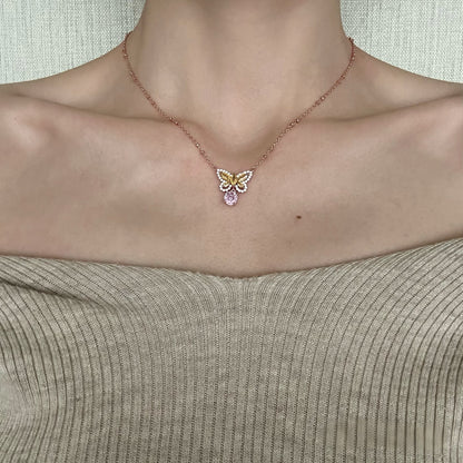 Rose Gold Butterfly Pendant Necklace