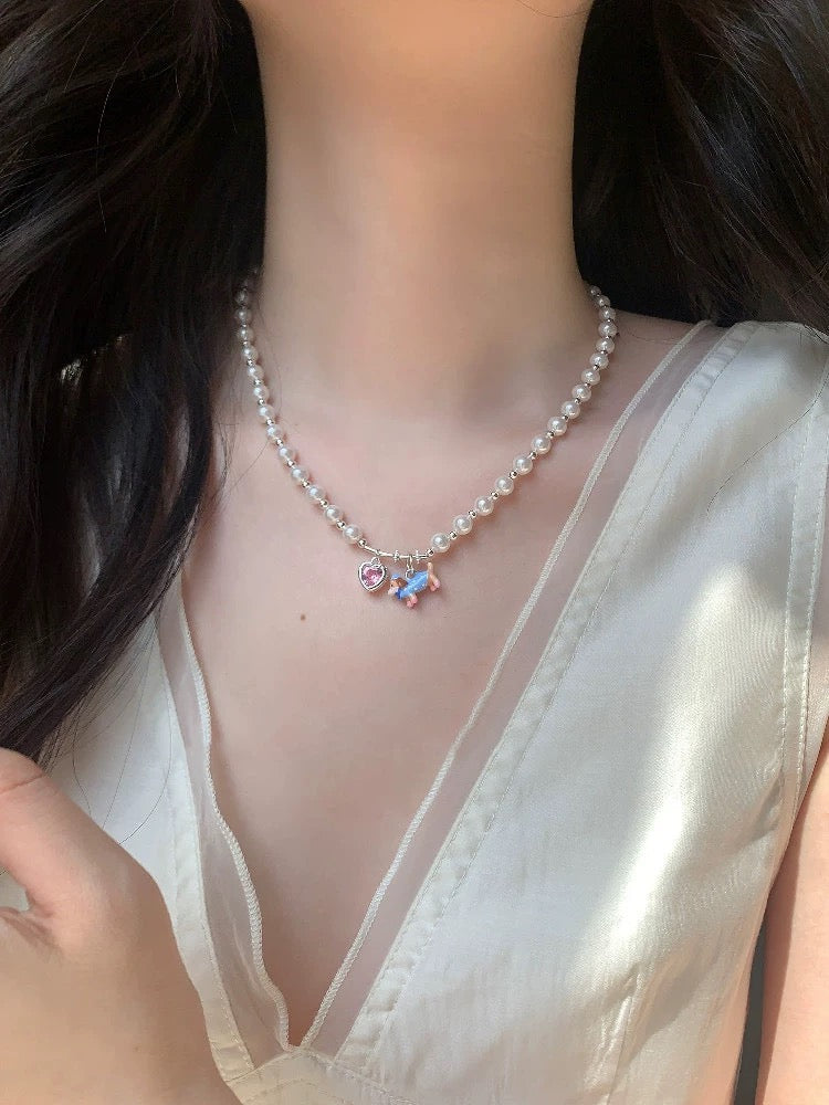 Pearl Heart Charm Necklace