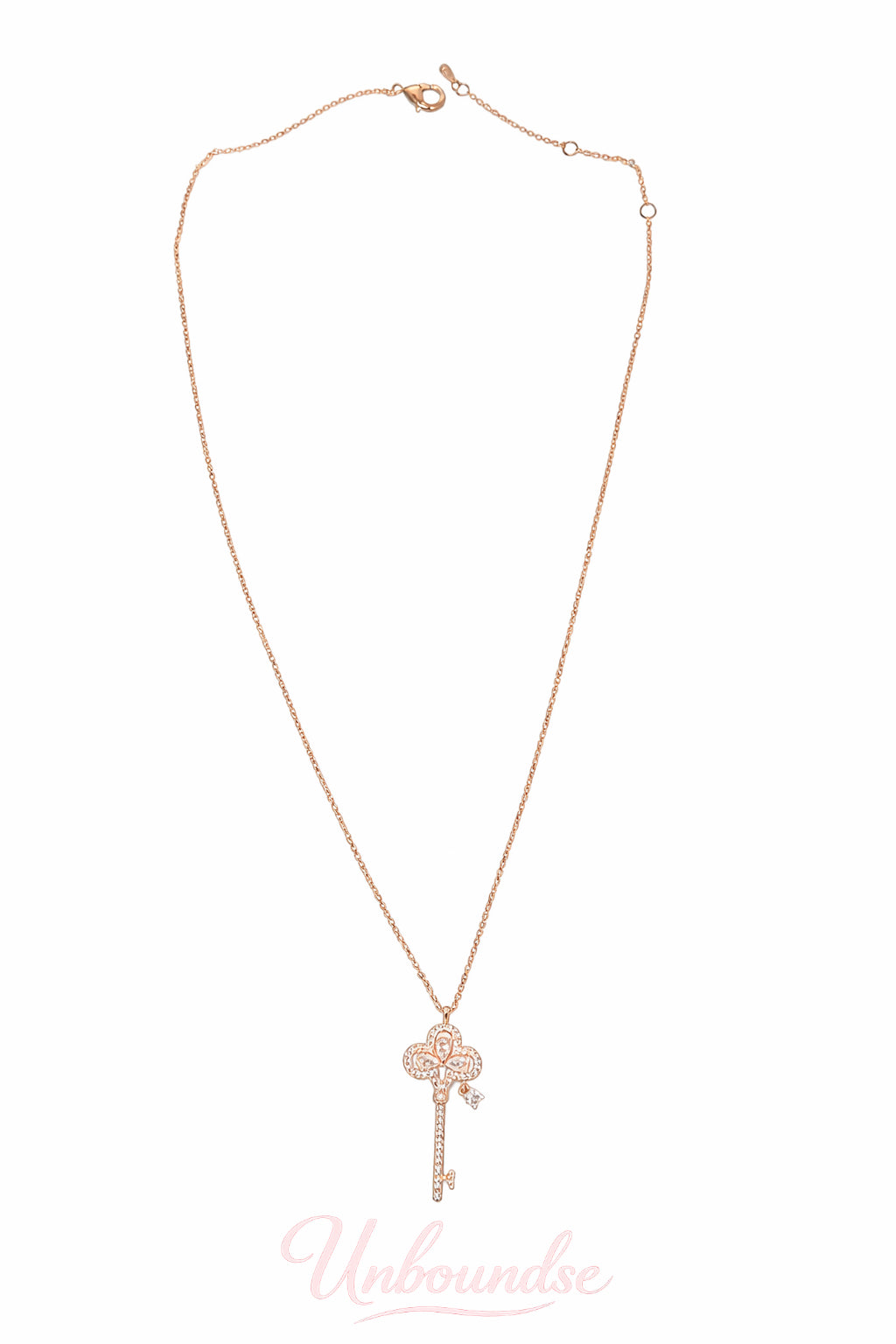 Halskette mit Schlüsselanhänger aus Roségold, 18 Karat vergoldet