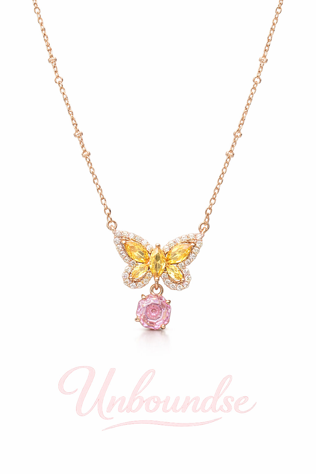 Rose Gold Butterfly Pendant Necklace