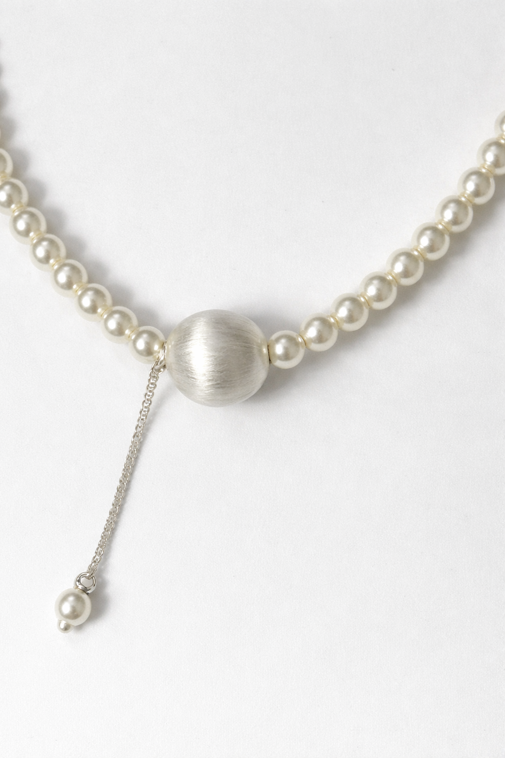 Brushed Pearl Drop Necklace