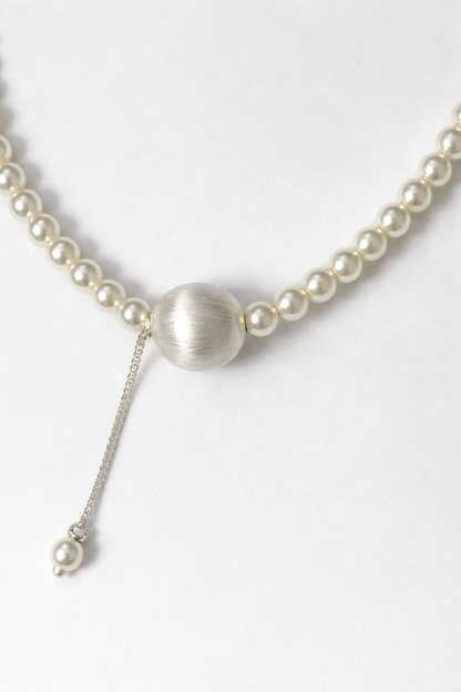 Brushed Pearl Drop Necklace