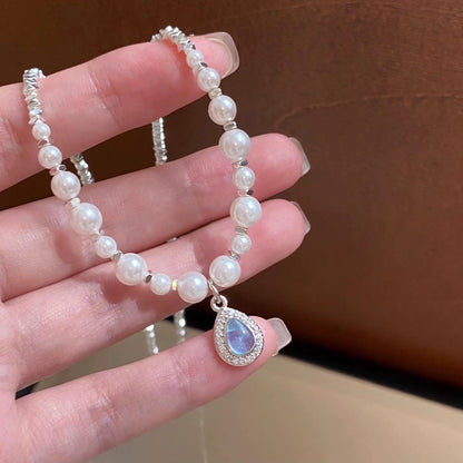 Sea Blue Pearl Pendant Necklace