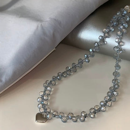 Sky Blue Crystal Heart Choker