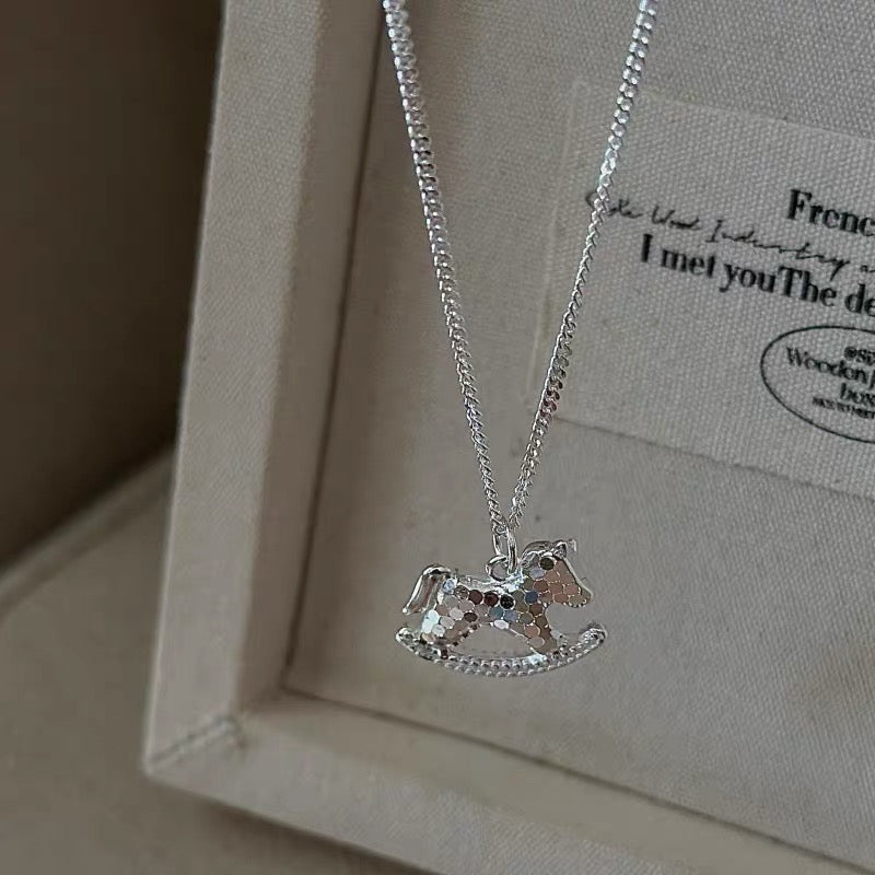 Silver Rocking Horse Necklace