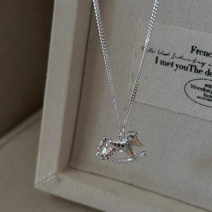 Silver Rocking Horse Necklace
