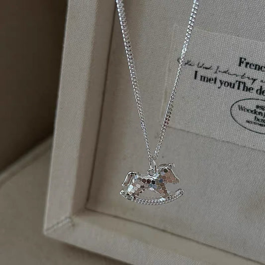 Silver Rocking Horse Necklace