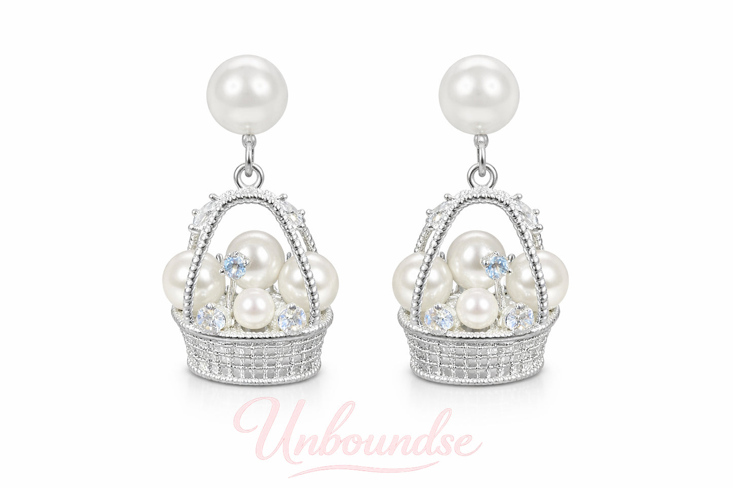 Pearl Basket Drop Earrings