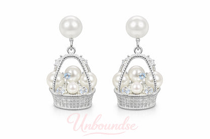 Pearl Basket Drop Earrings
