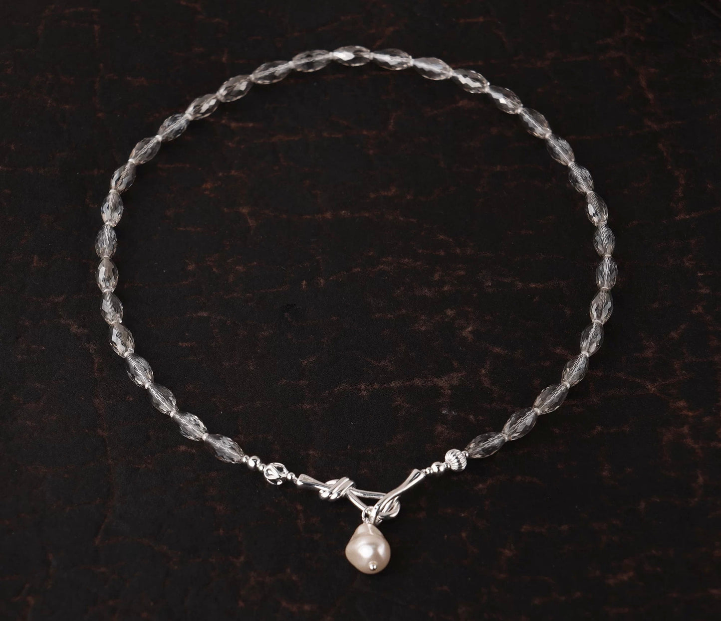 Transparent Glass Pearl Drop Necklace