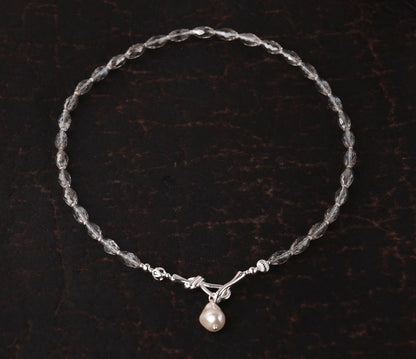 Transparent Glass Pearl Drop Necklace