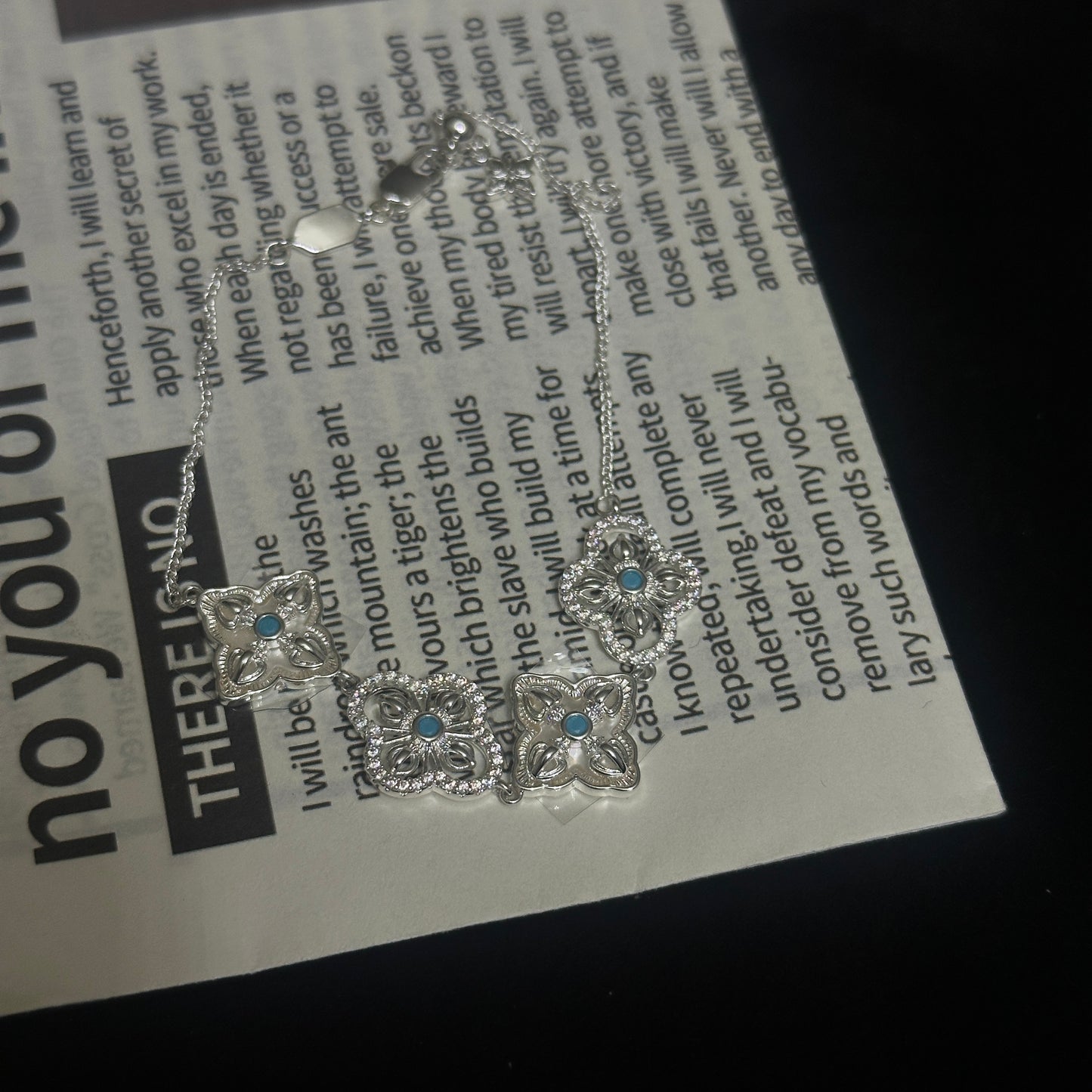 Vintage-Kleeblatt-Armband aus 925er Sterlingsilber