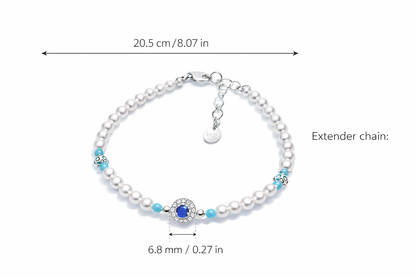 Set aus Halskette und Armband mit Süßwasserperlen und Türkis