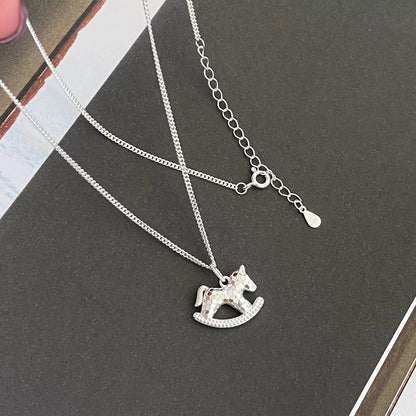 Silver Rocking Horse Necklace