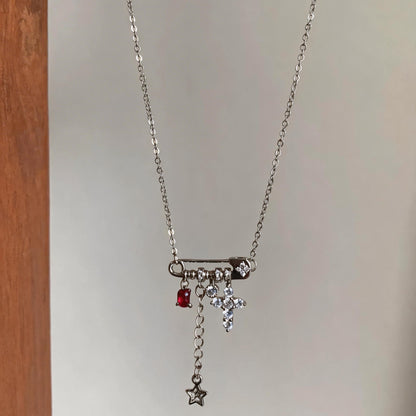 Vintage Silver Pin Charm Necklace