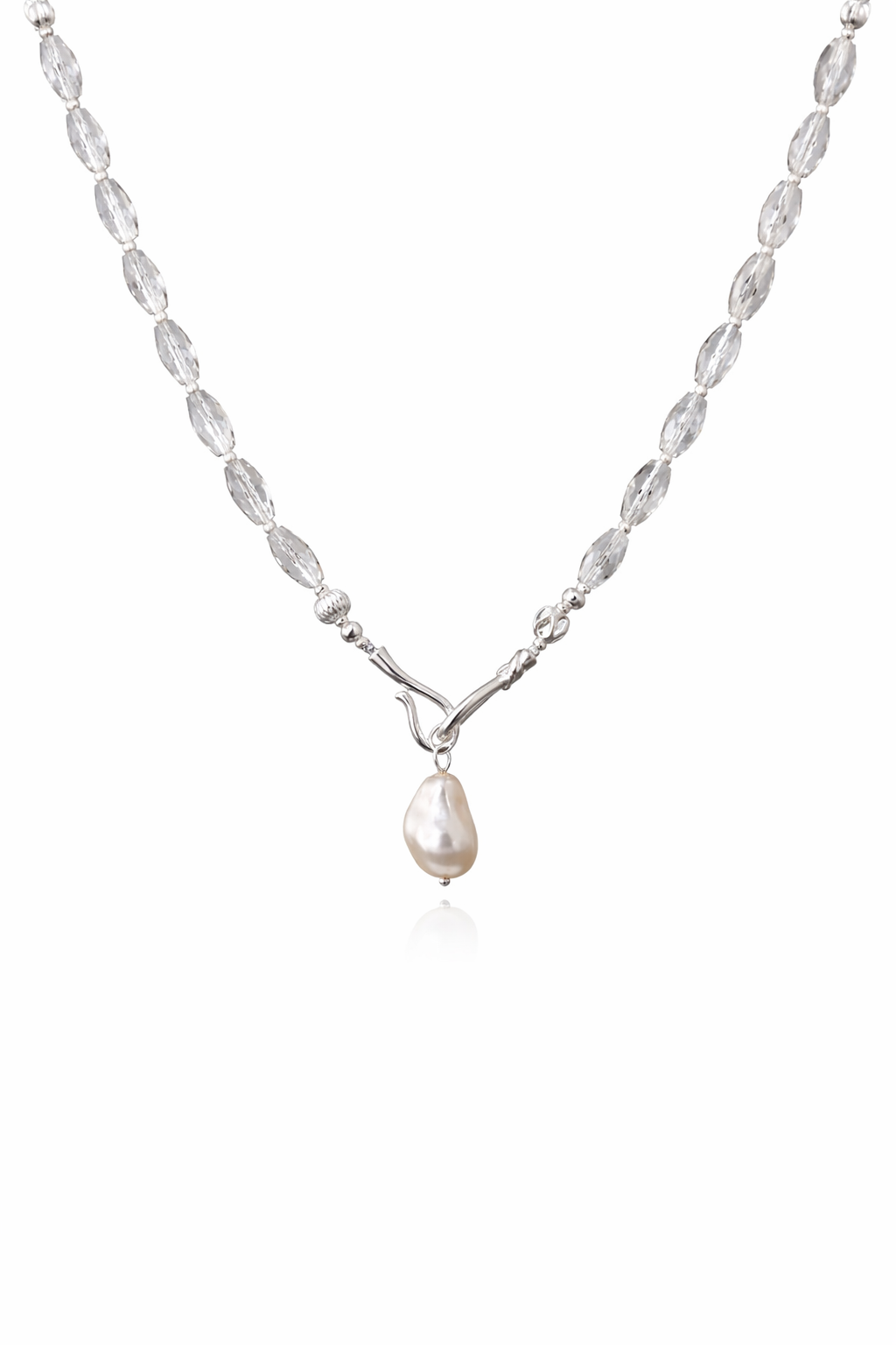 Transparent Glass Pearl Drop Necklace