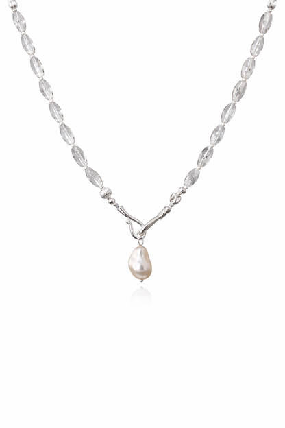 Transparent Glass Pearl Drop Necklace