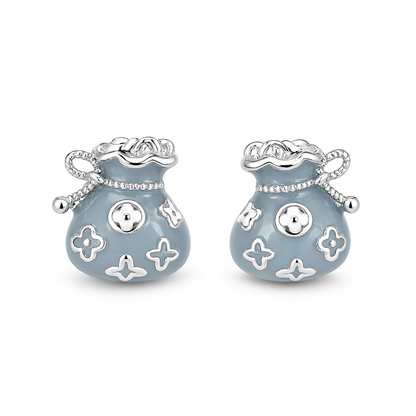 Lucky Pouch Enamel Stud Earrings
