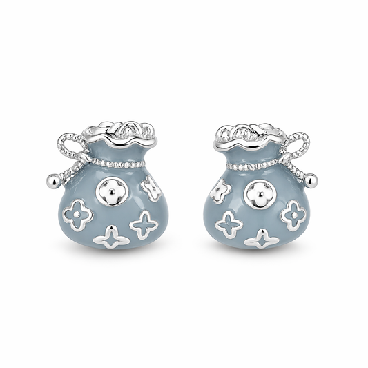 Lucky Pouch Enamel Stud Earrings
