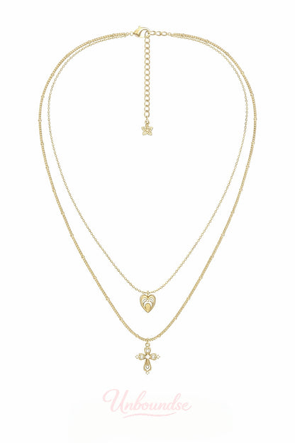Silver Plated Vintage Layered Cross Necklace