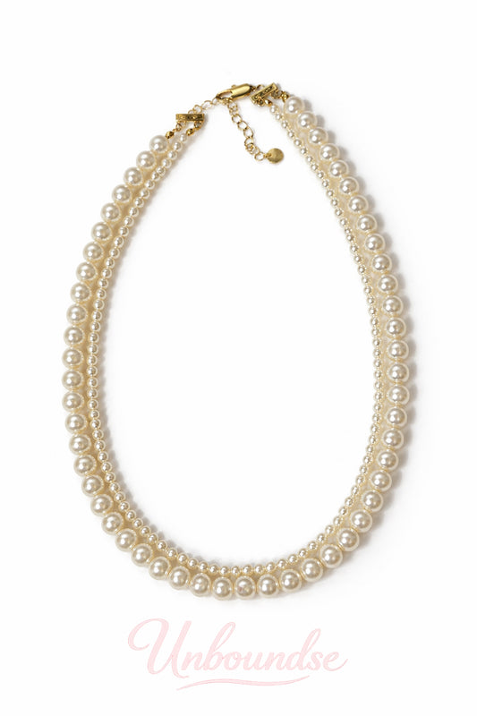 Doppelsträngige Perlenkette, 18 Karat vergoldet