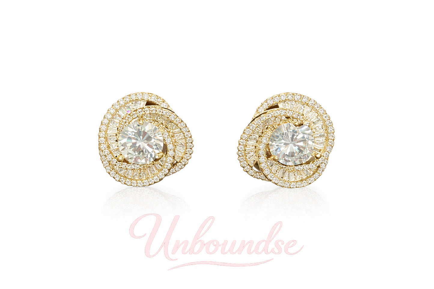18K Gold Plated Halo Stud Earrings