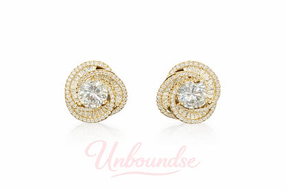 18K Gold Plated Halo Stud Earrings